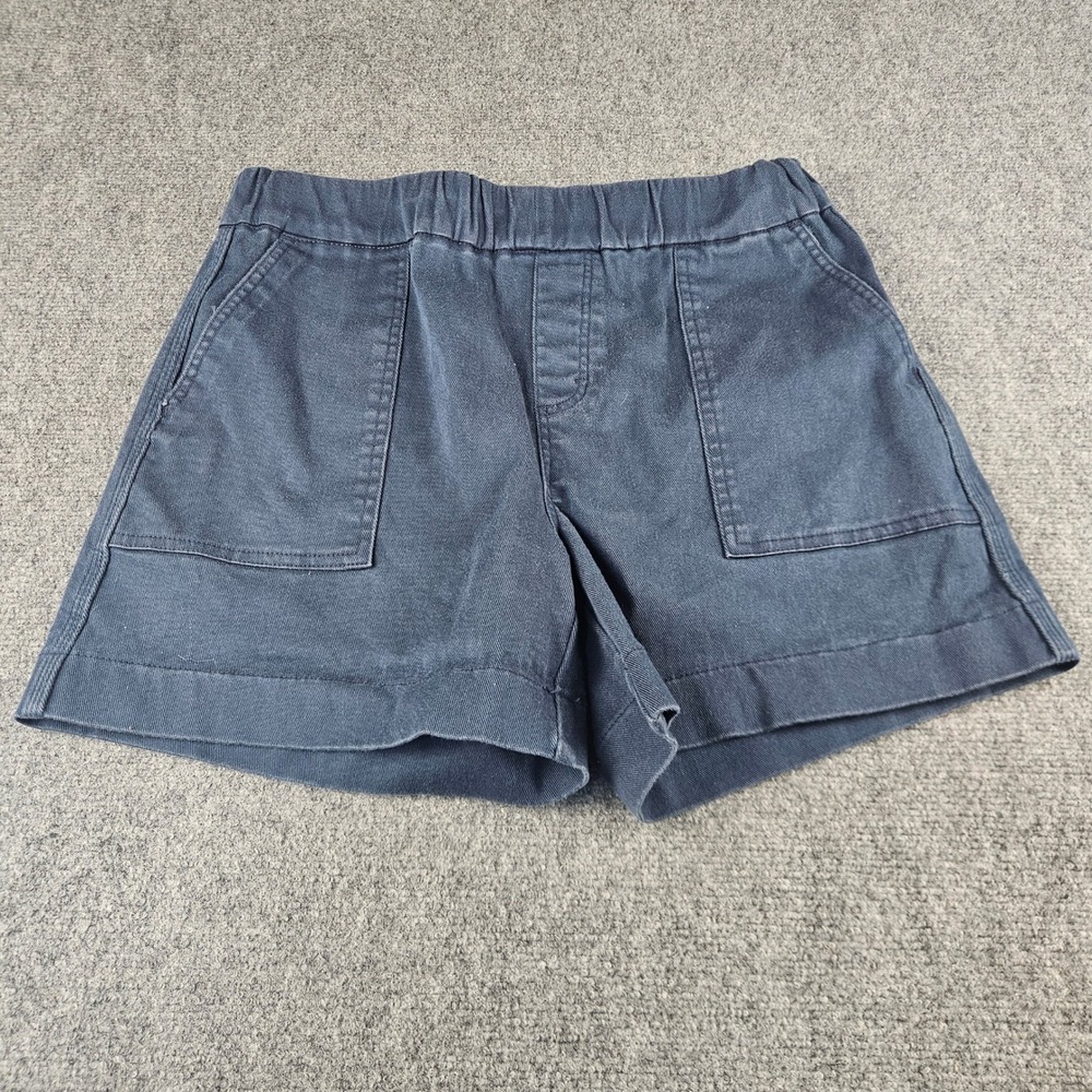 Lee Womens Relaxed Fit High Rise Shorts Blue Elastic Waist Pull On Cuffed 4